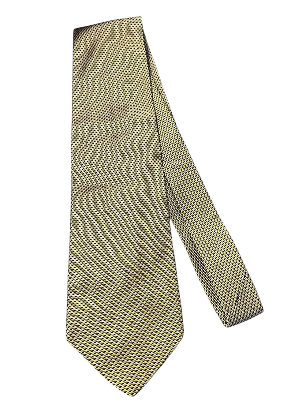Faconnable Men's Gold Black Chain Textured 100% Silk Woven Neck Tie